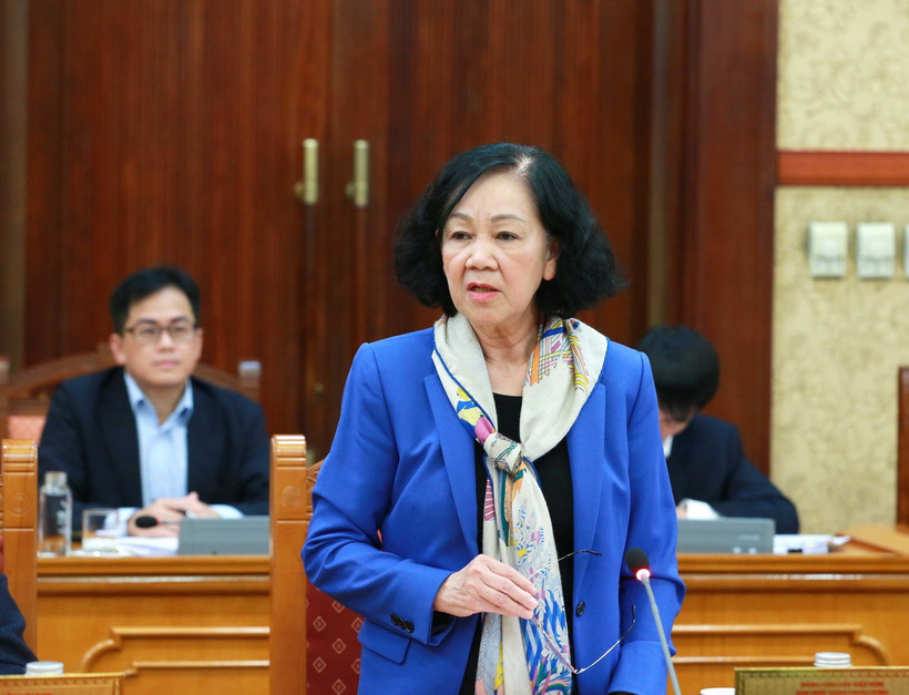 Thường trực Ban Bí thư Trương Thị Mai phát biểu chỉ đạo hội nghị. (Ảnh: Phương Hoa/TTXVN)