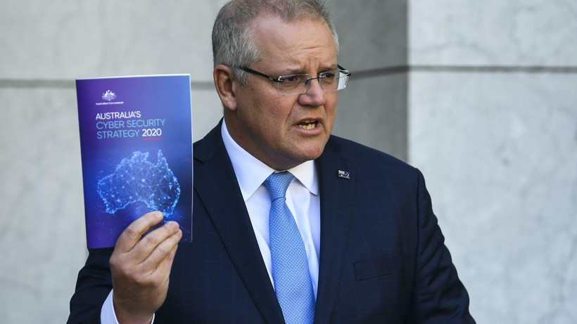 Thủ tướng Australia Scott Morrison công bố Chiến lược An ninh mạng 2020 của nước này. (Nguồn: AAP)