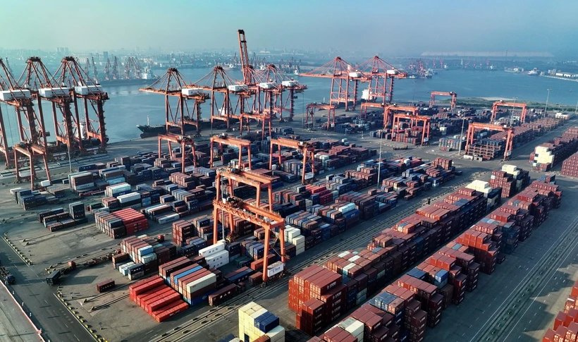 Quang cảnh cảng hàng hóa ở Đường Sơn, tỉnh Hà Bắc, miền Bắc Trung Quốc, ngày 19/7/2023. (Ảnh: THX/TTXVN)