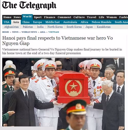 Ảnh lễ tang Đại tướng trên các báo lớn của thế giới ảnh 3