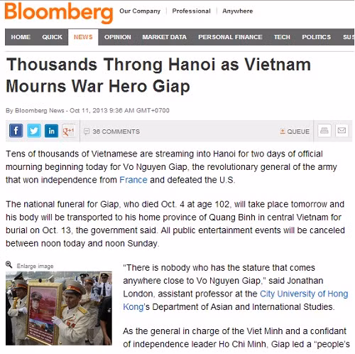 Ảnh lễ tang Đại tướng trên các báo lớn của thế giới ảnh 7