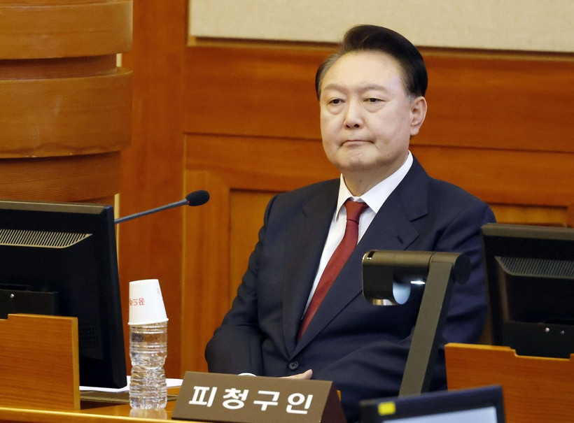 Tổng thống Hàn Quốc Yoon Suk Yeol tại Tòa án Hiến pháp ở Seoul ngày 23/1/2025. (Nguồn: Kyodo/TTXVN)