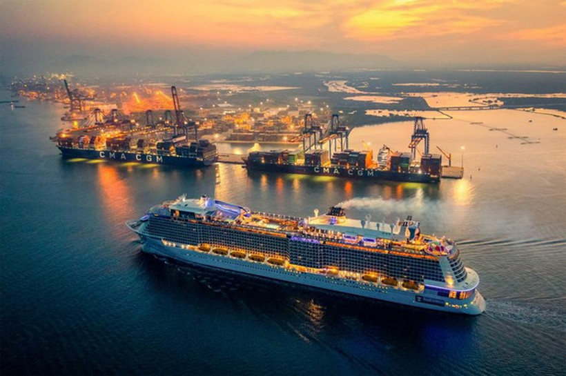 Khung cảnh cảng biển tại Cái Mép-Thị Vải tấp nập tại thành phố Phú Mỹ. (Nguồn: Thành phố Phú Mỹ)