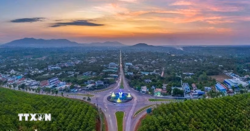 Một góc huyện nông thôn mới Châu Đức nhìn từ trên cao. (Ảnh: Hoàng Nhị/TTXVN)