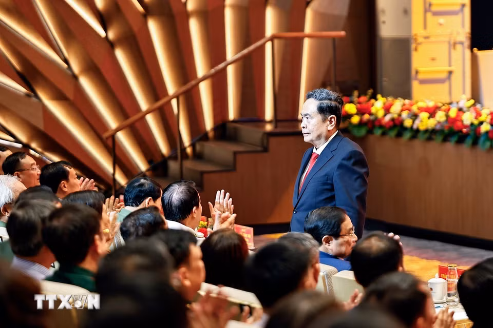 Chủ tịch Quốc hội Trần Thanh Mẫn dự Lễ kỷ niệm. (Ảnh: Doãn Tấn/TTXVN)