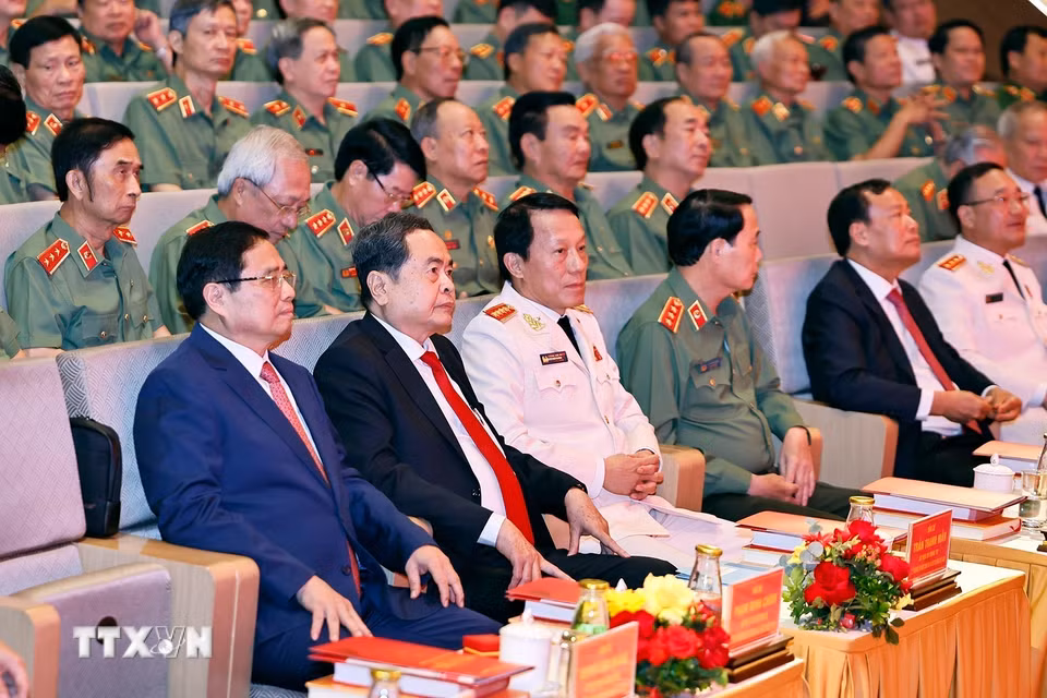 Chủ tịch Quốc hội Trần Thanh Mẫn và đại biểu dự Lễ kỷ niệm. (Ảnh: Doãn Tấn/TTXVN)