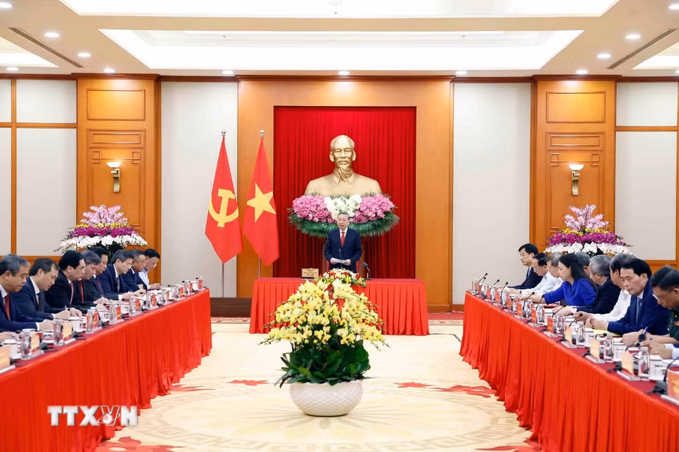Tổng Bí thư, Chủ tịch nước Tô Lâm phát biểu chỉ đạo. (Ảnh: Thống Nhất/TTXVN)