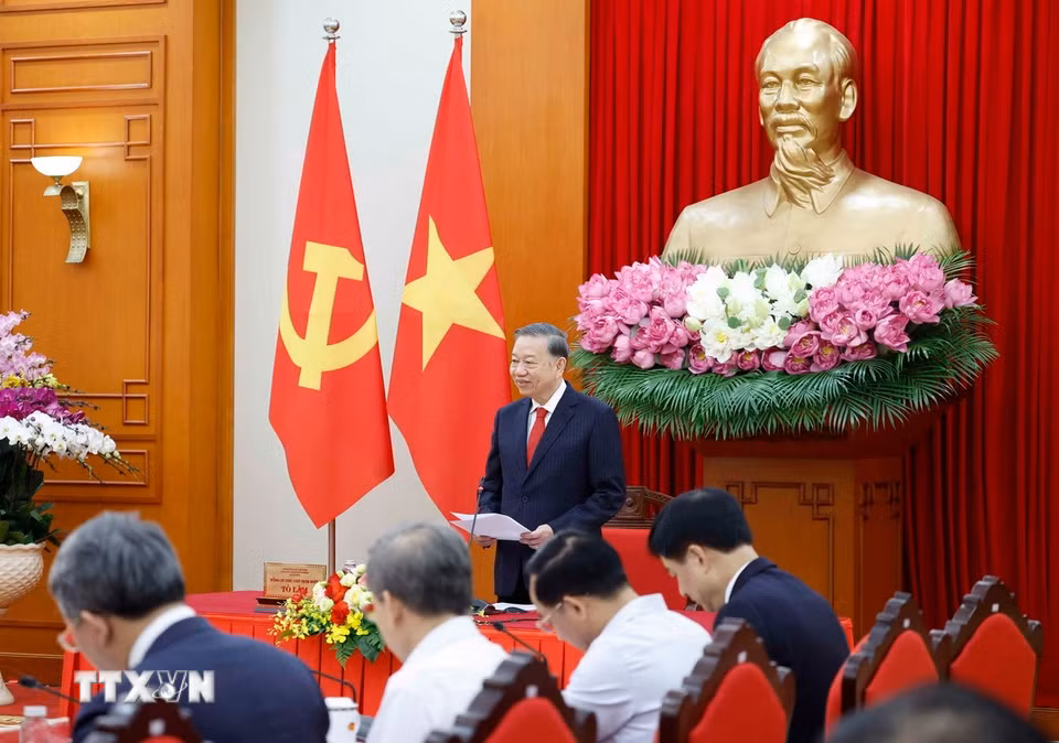 Tổng Bí thư, Chủ tịch nước Tô Lâm phát biểu chỉ đạo. (Ảnh: Thống Nhất/TTXVN)