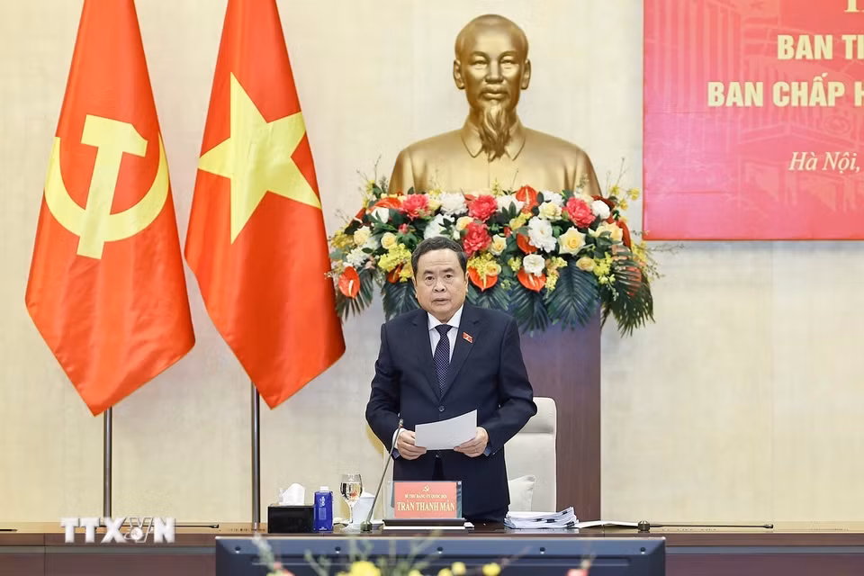 Chủ tịch Quốc hội Trần Thanh Mẫn phát biểu. (Ảnh: Doãn Tấn/TTXVN)