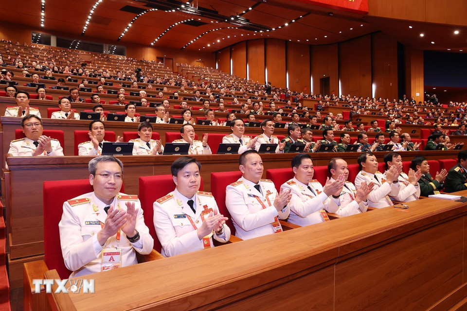 Các đại biểu dự phiên bế mạc Đại hội XIV của Đảng. (Ảnh: TTXVN)