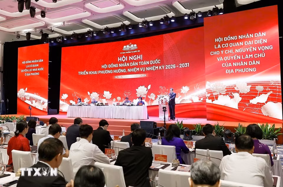 Chủ tịch Quốc hội Trần Thanh Mẫn phát biểu khai mạc hội nghị. (Ảnh: Doãn Tấn/TTXVN)