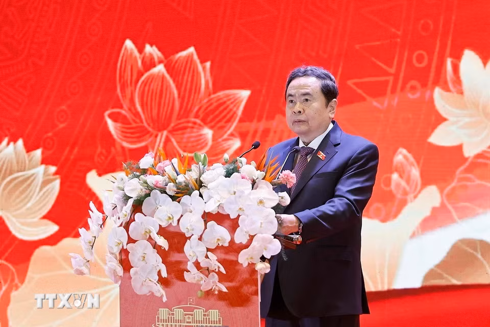 Chủ tịch Quốc hội Trần Thanh Mẫn phát biểu khai mạc hội nghị. (Ảnh: Doãn Tấn/TTXVN)