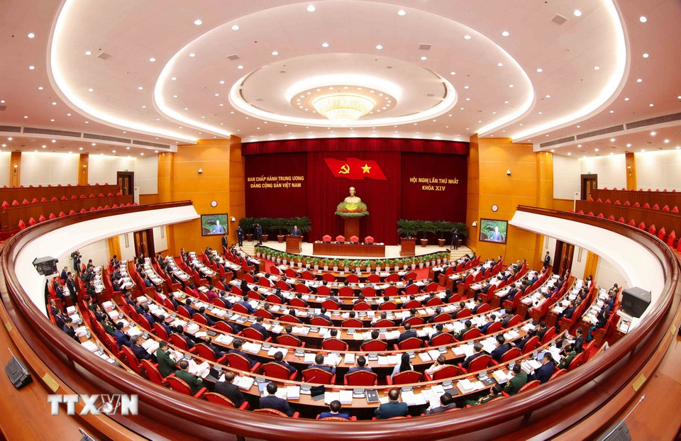 Hội nghị lần thứ nhất Ban Chấp hành Trung ương Đảng khóa XIV. (Ảnh: TTXVN)