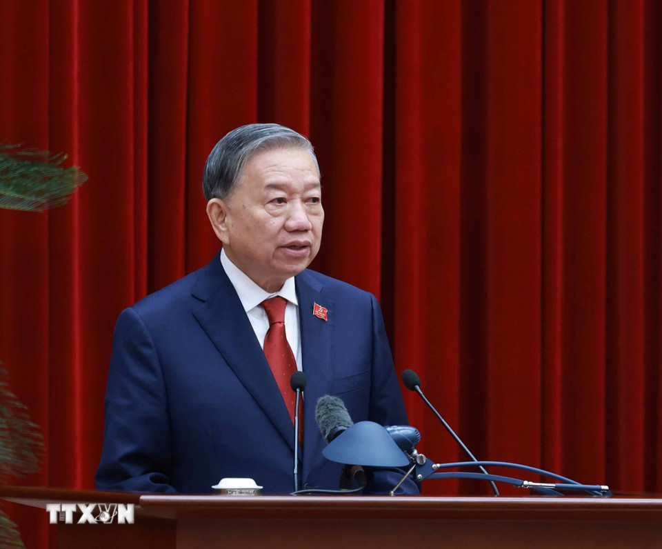 Đồng chí Tô Lâm, Tổng Bí thư Ban Chấp hành Trung ương Đảng khóa XIV phát biểu. (Ảnh: TTXVN)