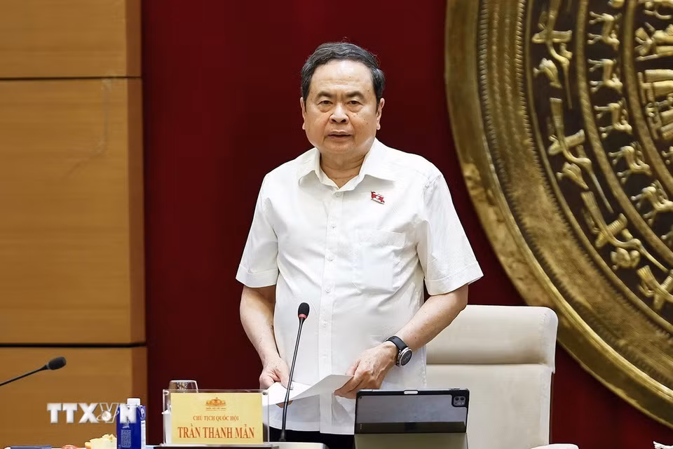 Chủ tịch Quốc hội Trần Thanh Mẫn phát biểu. (Ảnh: Doãn Tấn/TTXVN)