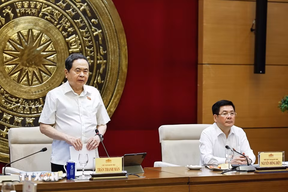 Chủ tịch Quốc hội Trần Thanh Mẫn phát biểu. (Ảnh: Doãn Tấn/TTXVN)