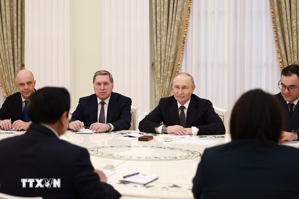 Tổng thống Nga Vladimir Putin phát biểu. (Ảnh: Dương Giang/TTXVN)