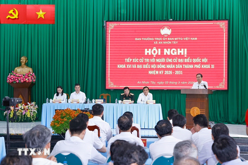 Chủ tịch Quốc hội Trần Thanh Mẫn phát biểu. (Ảnh: Doãn Tấn/TTXVN)