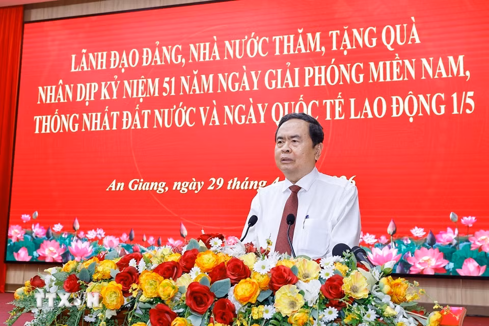 Chủ tịch Quốc hội Trần Thanh Mẫn phát biểu. (Ảnh: Doãn Tấn/TTXVN)