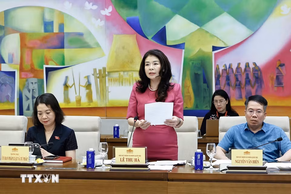 Phó chủ nhiệm Văn phòng Quốc hội Lê Thu Hà phát biểu. (Ảnh: Doãn Tấn/TTXVN)