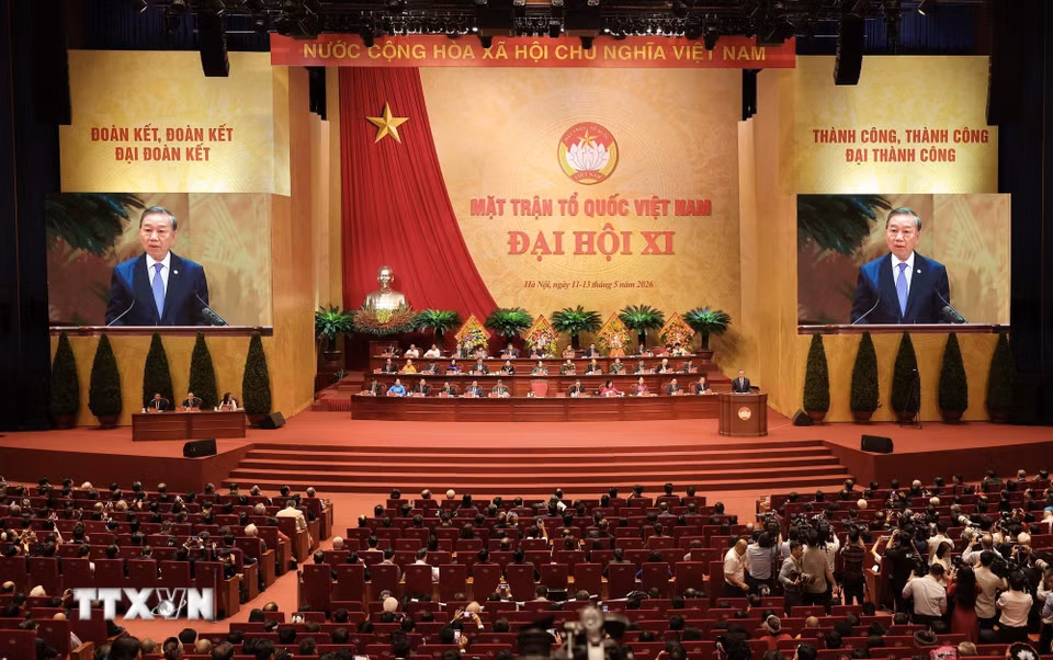 Tổng Bí thư, Chủ tịch nước Tô Lâm phát biểu chỉ đạo Đại hội đại biểu Mặt trận Tổ quốc Việt Nam lần thứ XI. (Ảnh: Lâm Khánh/TTXVN)