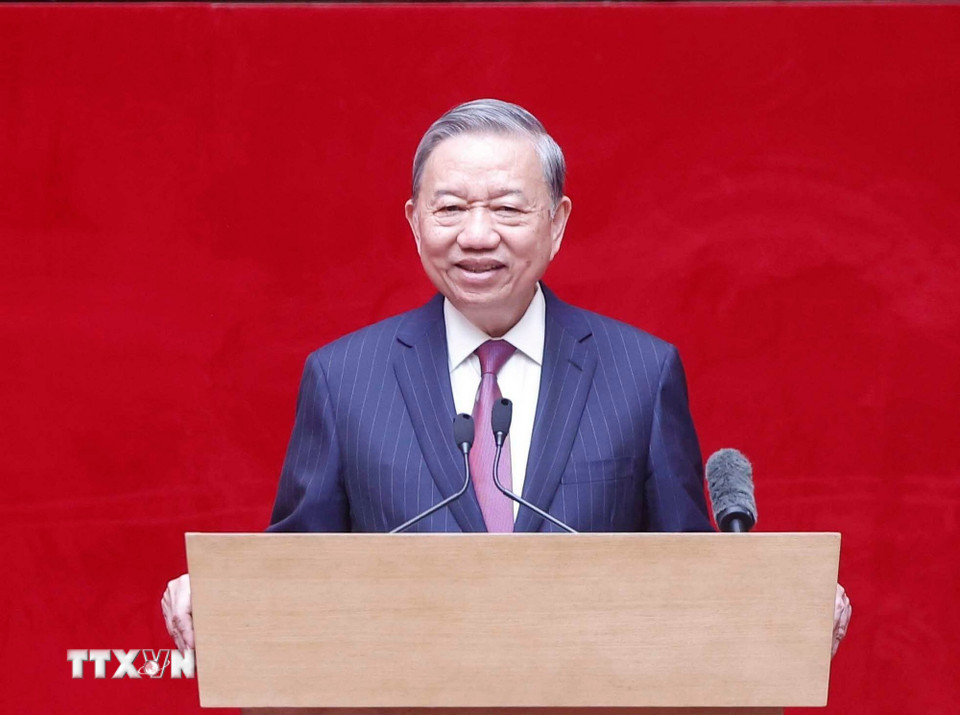 Tổng Bí thư Tô Lâm phát biểu. (Ảnh: Thống Nhất/TTXVN)