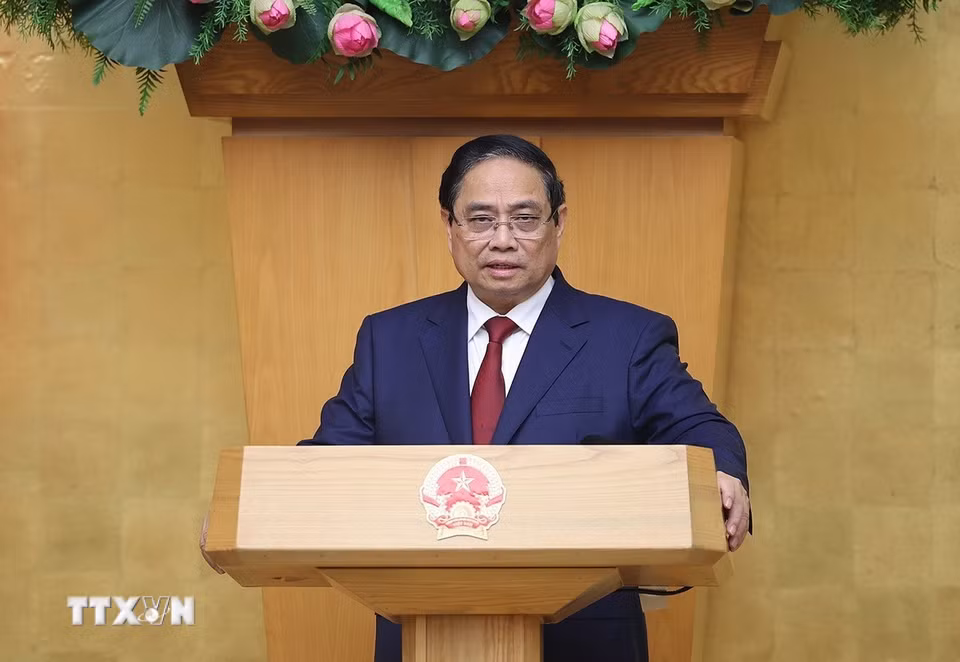 Thủ tướng Phạm Minh Chính chủ trì Phiên họp Chính phủ thường kỳ tháng 3 năm 2026 và Hội nghị Chính phủ trực tuyến với địa phương. (Ảnh: Dương Giang/TTXVN)