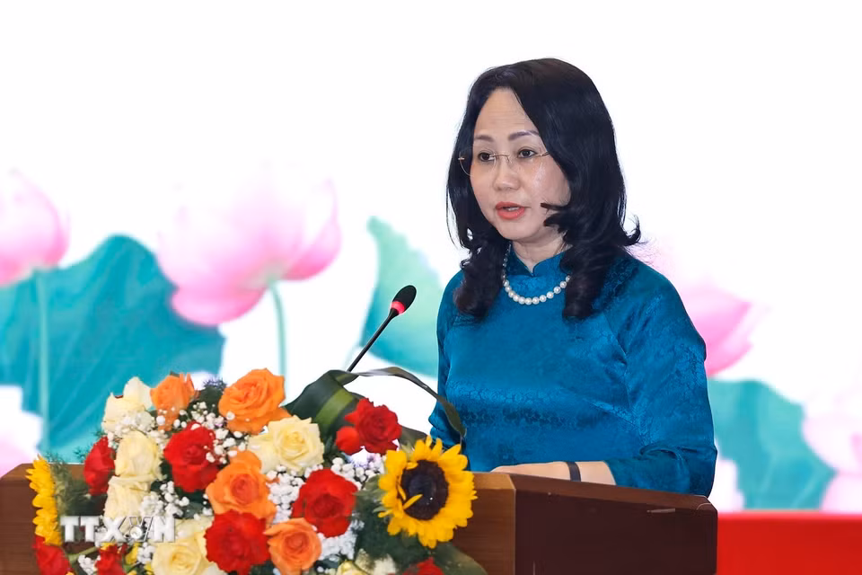 Bộ trưởng Bộ Văn hóa, Thể thao và Du lịch Lâm Thị Phương Thanh phát biểu. (Ảnh: Doãn Tấn/TTXVN)