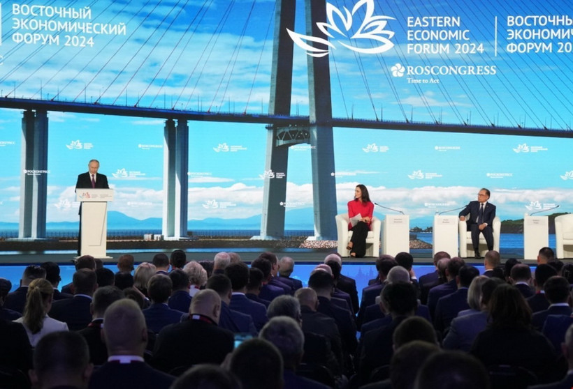 Quang cảnh phiên toàn thể Diễn đàn Kinh tế Phương Đông lần thứ IX (EEF 2024). (Ảnh: TTXVN phát)