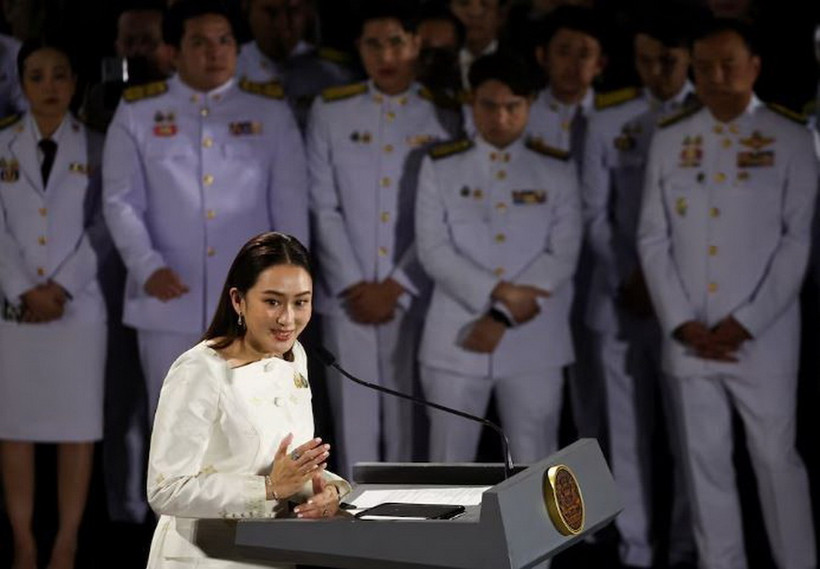 Bà Paetongtarn Shinawatra trong cuộc họp báo tại Bangkok, sau khi được Hoàng gia Thái Lan phê chuẩn làm Tân Thủ tướng, ngày 18/8/2024. (Ảnh: REUTERS/TTXVN)