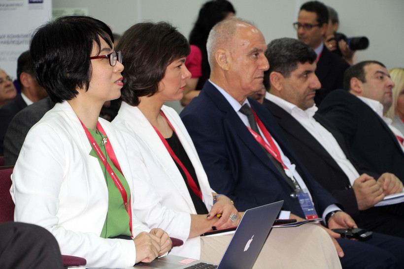 Phó Tổng giám đốc TTXVN Vũ Việt Trang dự phiên thảo luận do Hãng thông tấn TASS tổ chức. (Ảnh: Hồng Quân/TTXVN) 