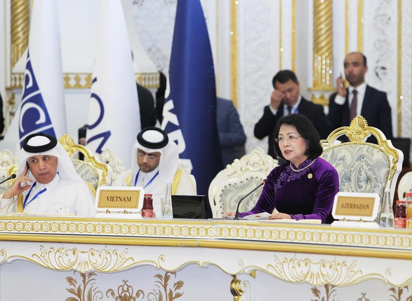 Phát biểu tại hội nghị, Phó Chủ tịch nước Đặng Thị Ngọc Thịnh cho rằng các nước thành viên CICA cần khẳng định vai trò là một diễn đàn đối thoại, trao đổi thông tin, xây dựng lòng tin ở châu Á. (Ảnh: Lâm Khánh/TTXVN) 