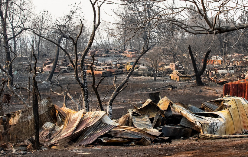 Hiện trường đám cháy tại bang California, Mỹ ngày 31/7/2024. (Ảnh: THX/TTXVN)