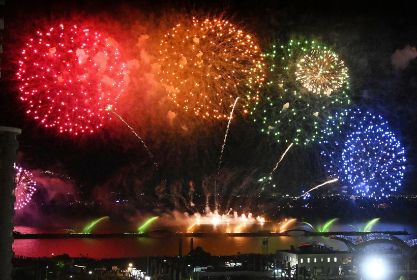 Lễ hội pháo hoa tại tỉnh Shiga, Nhật Bản ngày 8/8/2023. (Ảnh minh họa: Kyodo/TTXVN)