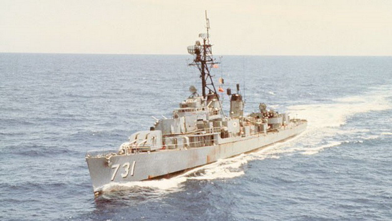 Tàu khu trục Maddox số hiệu 731 thuộc biên đội 77, Hạm đội 7 Mỹ xâm phạm vùng biển miền Bắc Việt Nam. (Ảnh: Tư liệu Quân chủng Hải quân cung cấp/TTXVN phát)