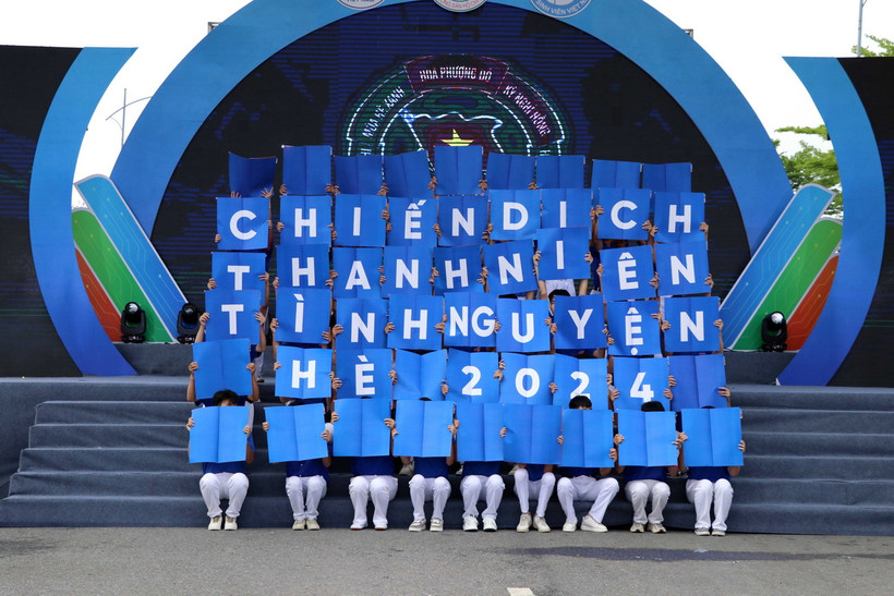 Các hoạt động trong Lễ ra quân Chiến dịch Thanh niên tình nguyện Hè năm 2024. (Ảnh: Hoàng Ngọc/TTXVN)