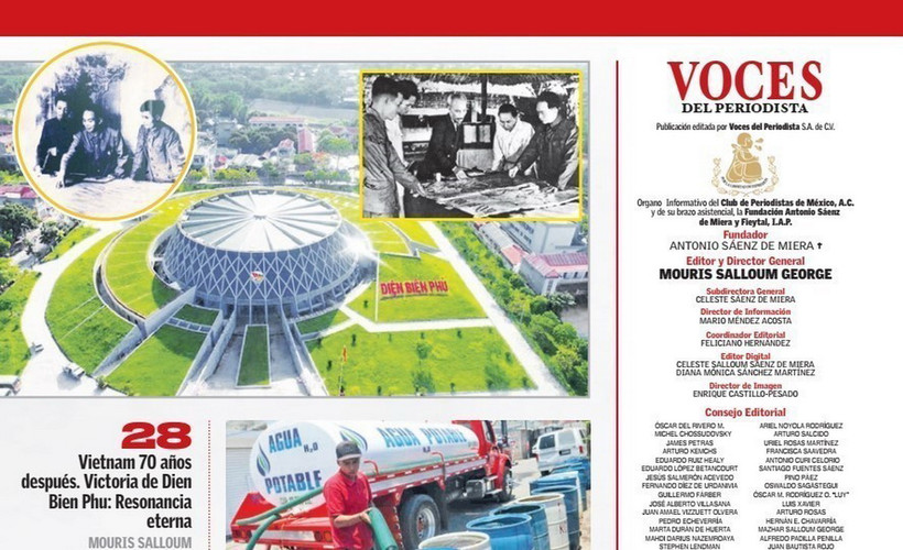 Tiêu đề bài viết trên phần mục lục của tờ Voces Del Periodista. (Ảnh: Phi Hùng/TTXVN)