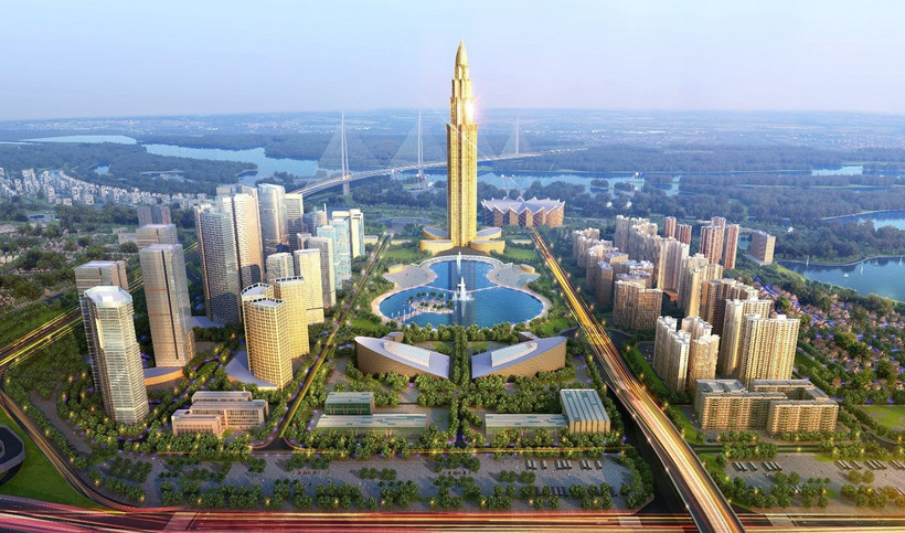 Phối cảnh tháp tài chính cao 108 tầng ở Đông Anh, Hà Nội.