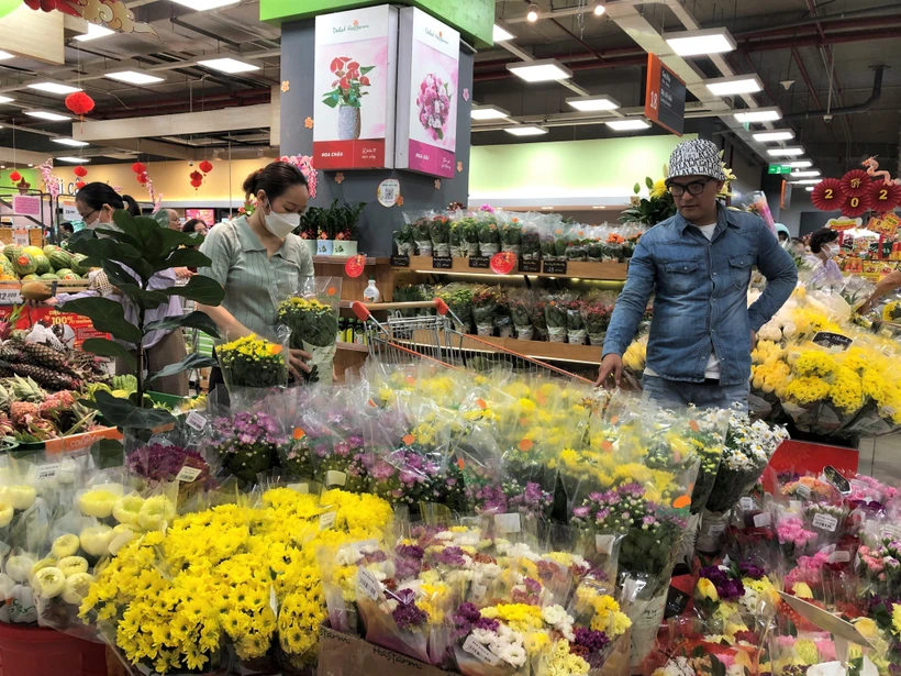 Mặt hàng hoa tươi cắt cành đạt lượng tiêu thụ cao tại Thành phố Hồ Chí Minh. (Ảnh: Mỹ Phương/TTXVN)