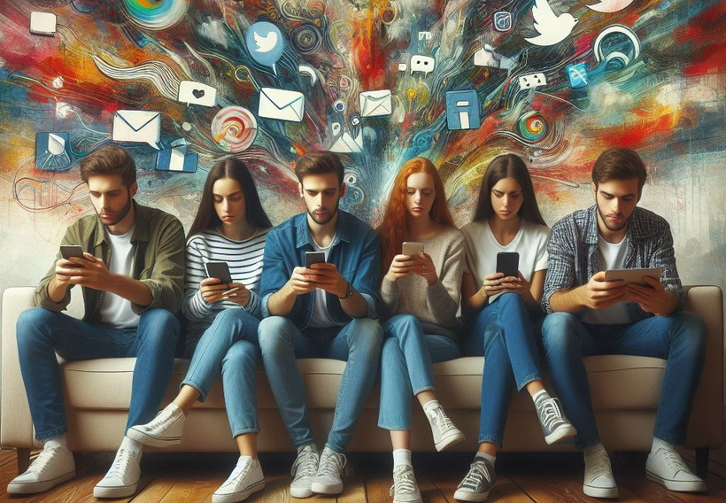 Số lượng người dùng đang hoạt động trên mạng xã hội trên toàn cầu tương đương 62,3% dân số thế giới. (Nguồn: Ảnh do AI tạo ra từ Bing Image Creator)