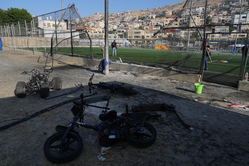 Hiện trường vụ tấn công tại ngôi làng Majdal Shams ở Cao nguyên Golan ngày 28/7/2024. (Ảnh: THX/TTXVN)