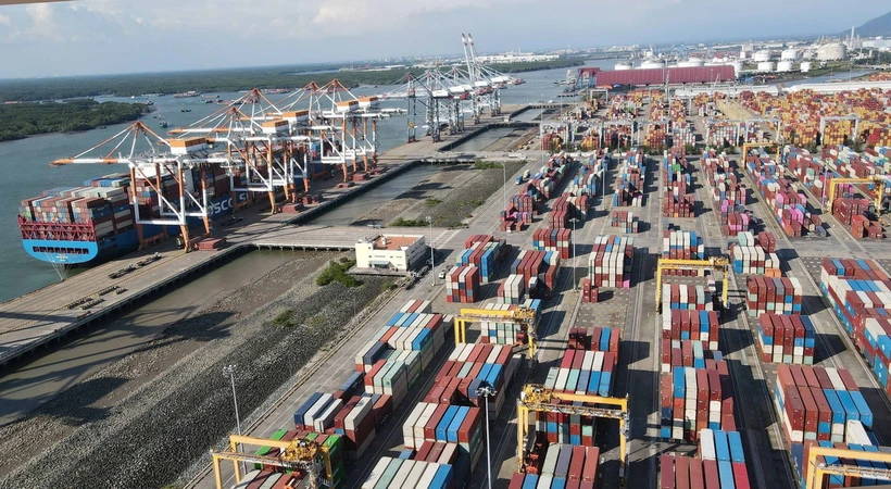 Cảng biển SSIT tại cụm cảng biển Cái Mép-Thị Vải tỉnh Bà Rịa-Vũng Tàu. (Ảnh: Đoàn Mạnh Dương/TTXVN)