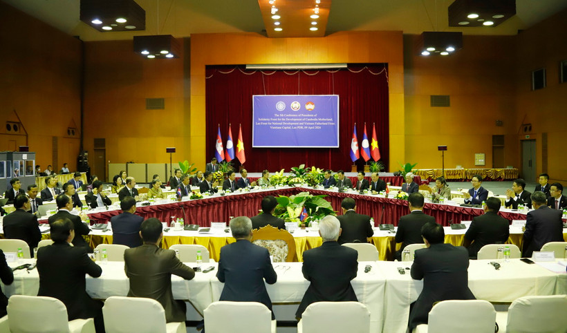 Hội nghị Chủ tịch Mặt trận 3 nước Campuchia-Lào-Việt Nam lần thứ 5. (Ảnh: Phạm Kiên/TTXVN)
