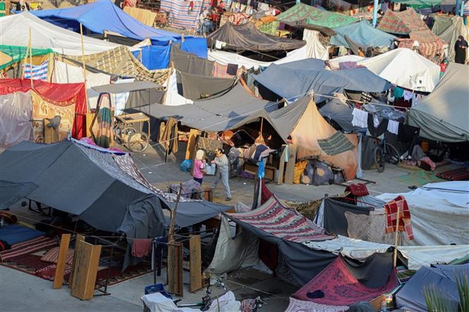 Một trại tị nạn cho người Palestine của UNRWA tại thành phố Khan Younis, Dải Gaza ngày 1/11/2023. (Ảnh: THX/TTXVN) 