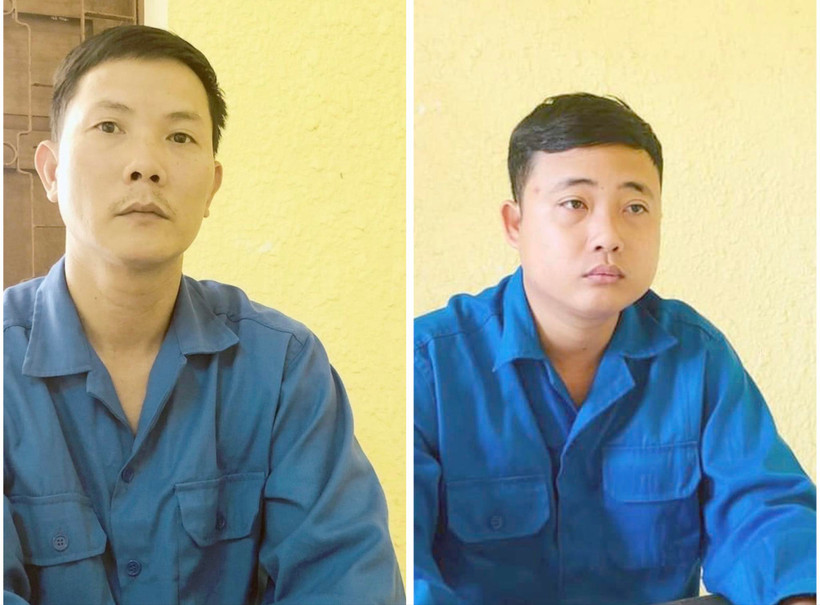 Đối tượng Nguyễn Mậu Văn (trái) và Huỳnh Chí Linh bị bắt tạm giam. (Ảnh: TTXVN phát)