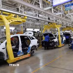 Xưởng lắp ráp xe ôtô của hãng BYD, Trung Quốc. (Ảnh minh họa: Công Tuyên/TTXVN)