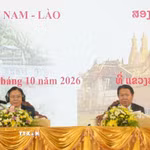 Thứ trưởng Bộ Ngoại giao Việt Nam Ngô Lê Văn và Thứ trưởng Bộ Ngoại giao Lào Anouparb Vongnorkeo đồng chủ trì Hội nghị. (Ảnh: TTXVN phát)
