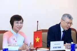 Tổng Giám đốc TTXVN Vũ Việt Trang phát biểu. (Ảnh: Tuấn Anh/TTXVN)