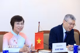 Tổng Giám đốc TTXVN Vũ Việt Trang phát biểu. (Ảnh: Tuấn Anh/TTXVN)