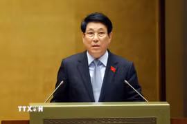 Chủ tịch nước Lương Cường trình bày Báo cáo tổng kết công tác nhiệm kỳ 2021-2026 của Chủ tịch nước. (Ảnh: Phạm Kiên/TTXVN)